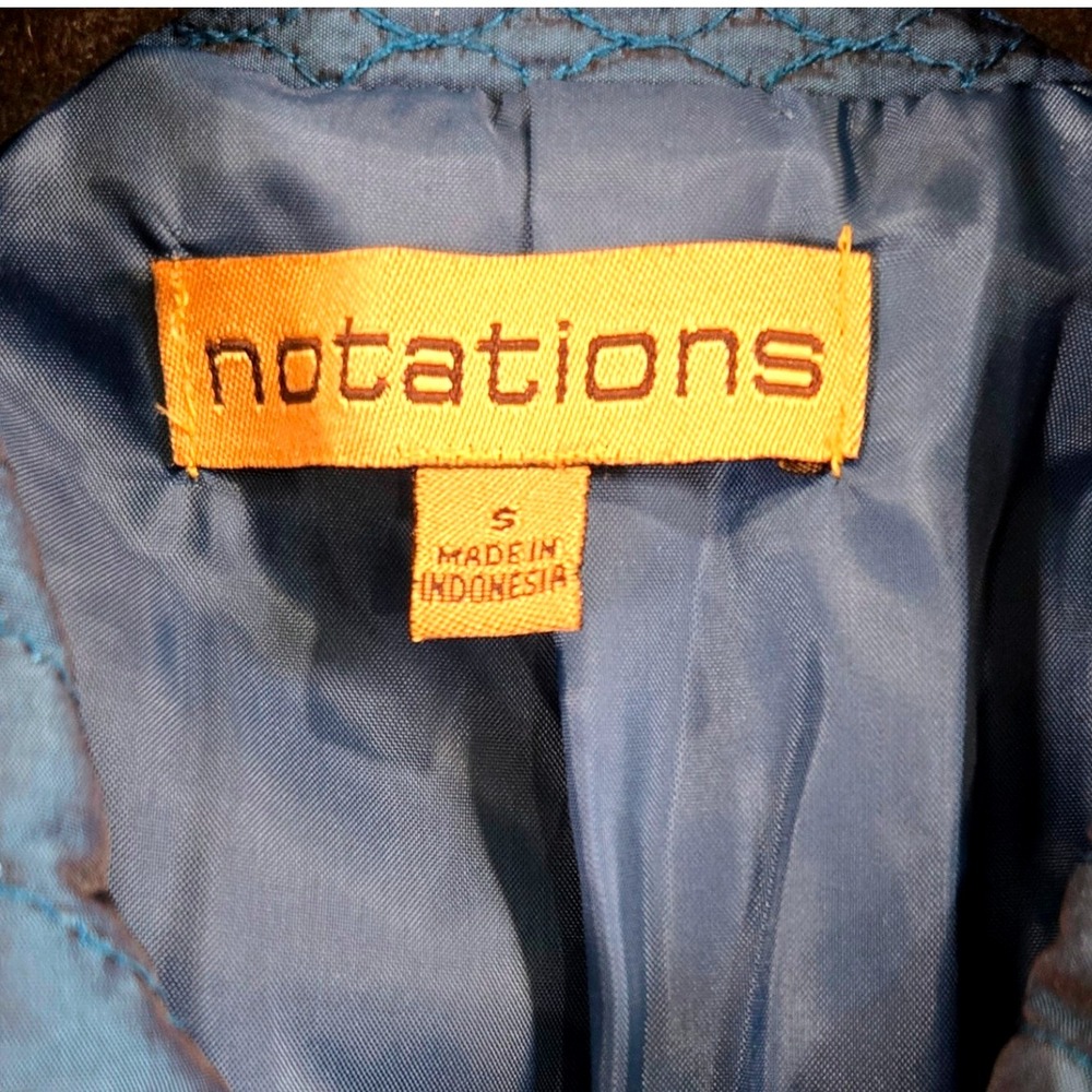 Notations Womens S Quilted Jacket Full Zip Blue Metalic‎ Sheen Lightweight Coat - Picture 2 of 8